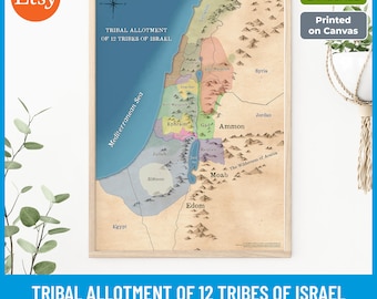 アンティーク聖書地図 - 大洪水後の国々の分布 - カナンの子孫の分布