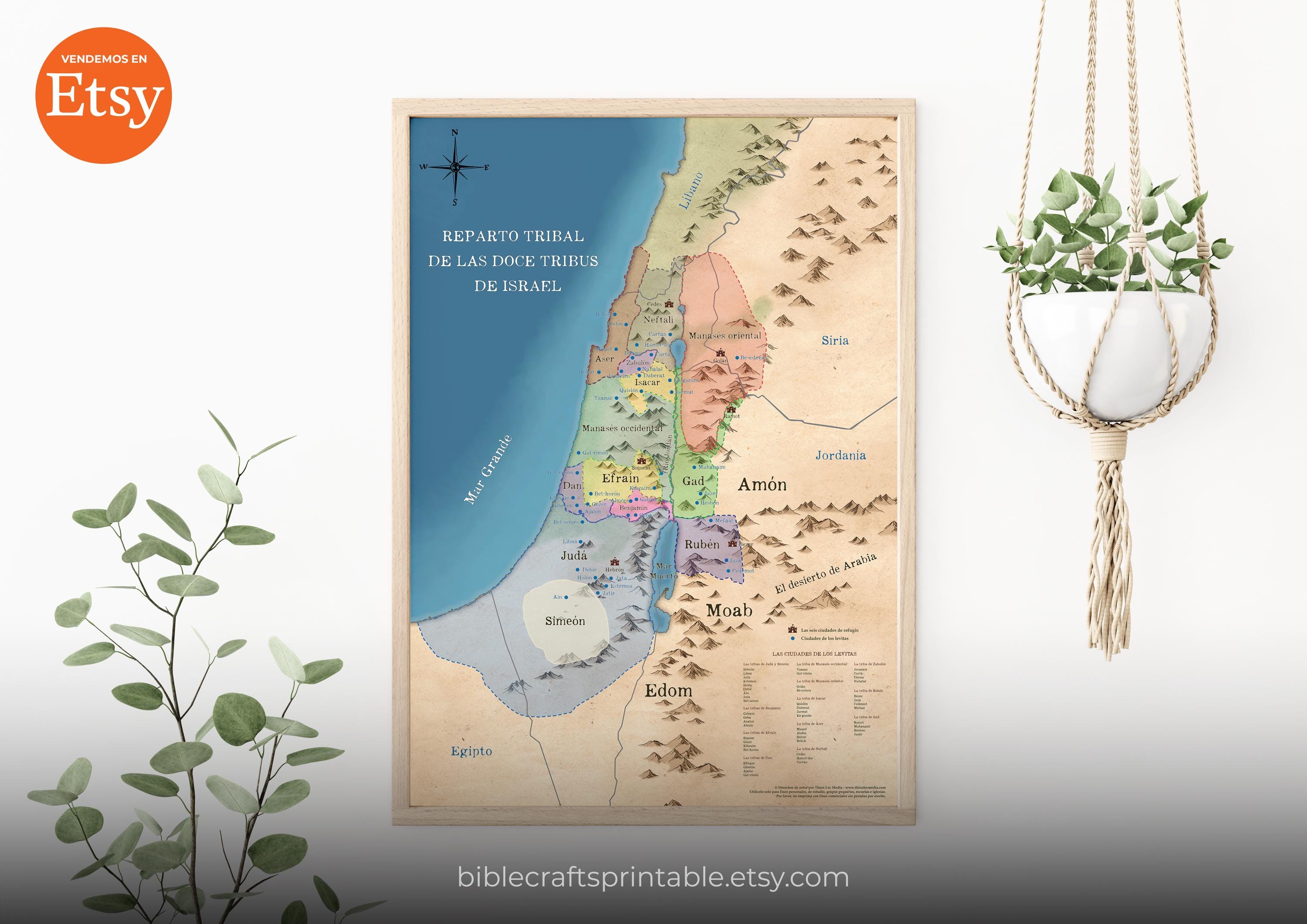 イスラエルの部族地図：12部族、旧約聖書研究（デジタルダウンロード
