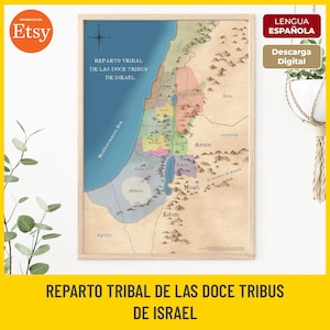 Reparto Tribal De Las Doce Tribus De Israel (No Incluye a la Tribu de Leví), Printable Bible Map, Old Testament, Instant Download