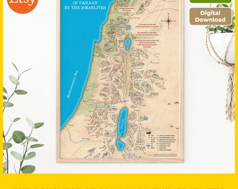 Conquest of Canaan Map, Printable Bible Map, Joshua’s Battles, Old Testament Study, Promised Land Map, Christian Teaching, Instant Download