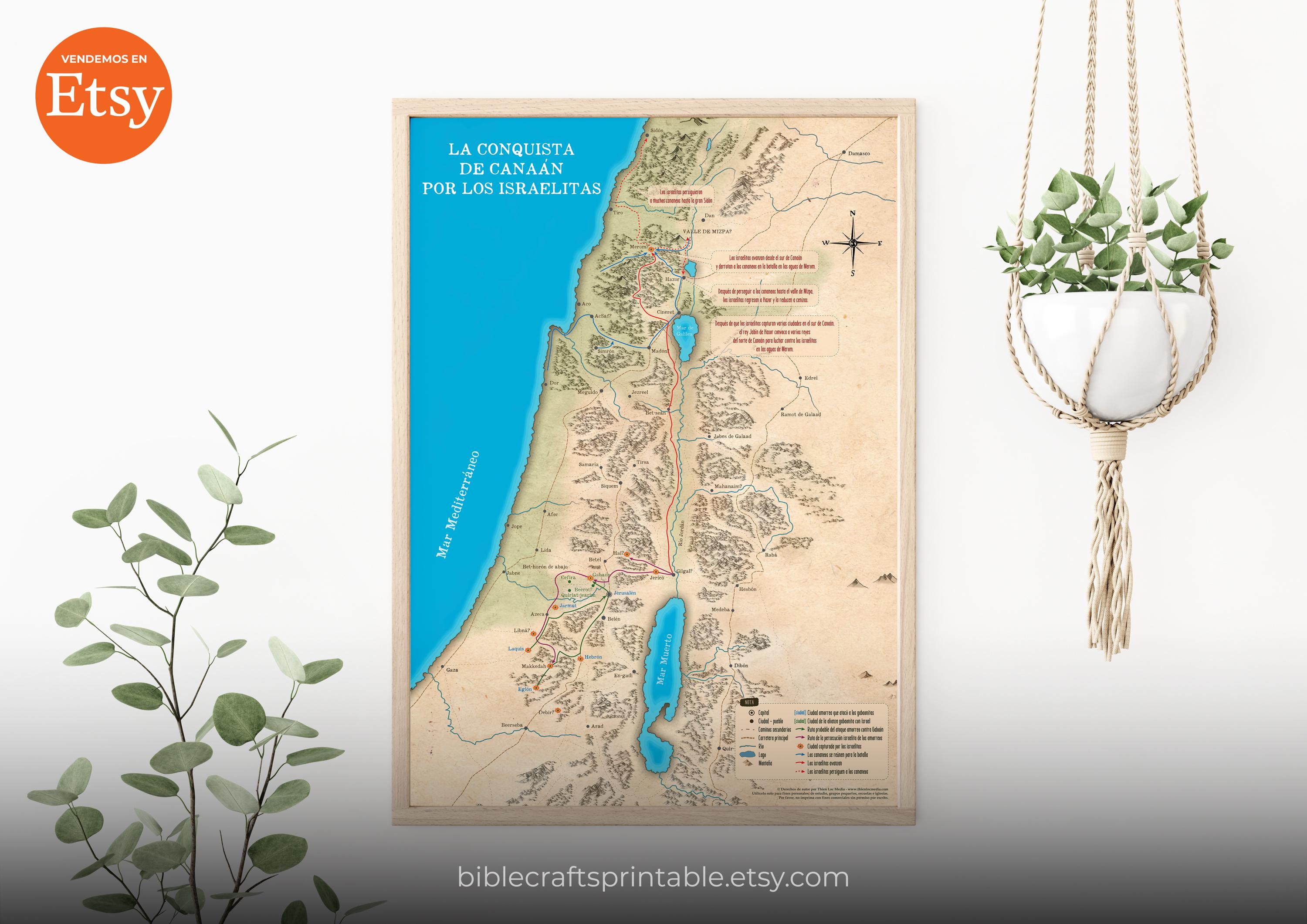 みや　 17世紀　ストペンダール「CANAAN」　イスラエル　聖地　稀少 イスラエル人のカナンの征服地図：旧約聖書の戦い、キリスト教の壁画