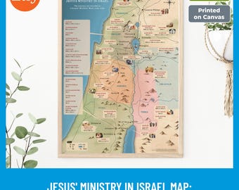 イエス時代のイスラエル地図：新約聖書キャンバスプリント - Etsy 日本