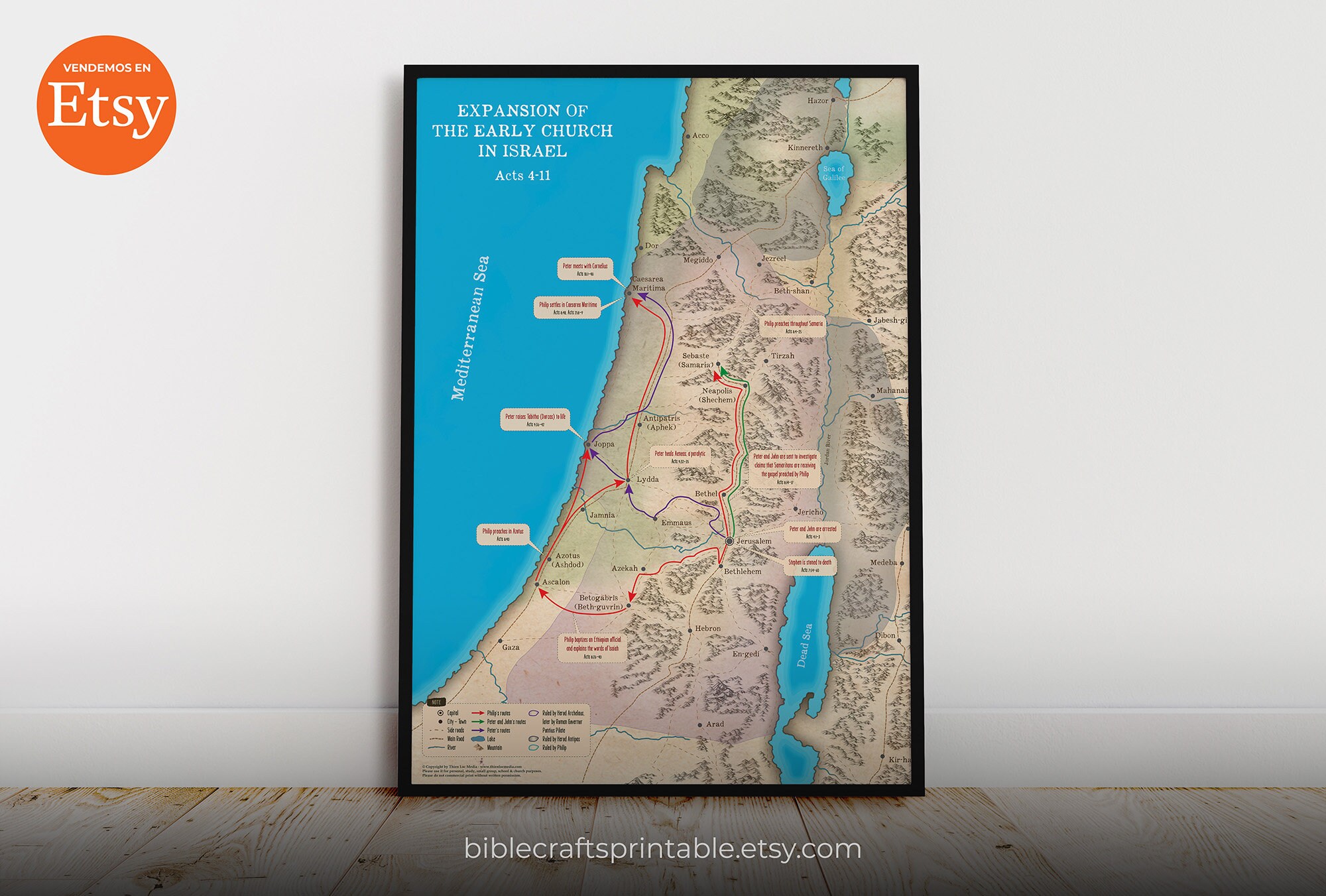 Early Church in Israel Map: Acts of the Apostles, Christian Wall Art - Etsy