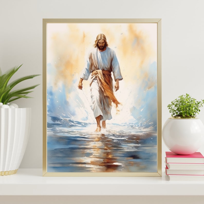 Jesus Walking on Water: Modern Christian Wall Art Paintings - Etsy