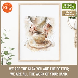 We Are the Clay, You Are the Potter Canvas Wall Art – Bible Verse Print, Isaiah 64:8 Poster, Boho Scripture Decor, Christian Gift
