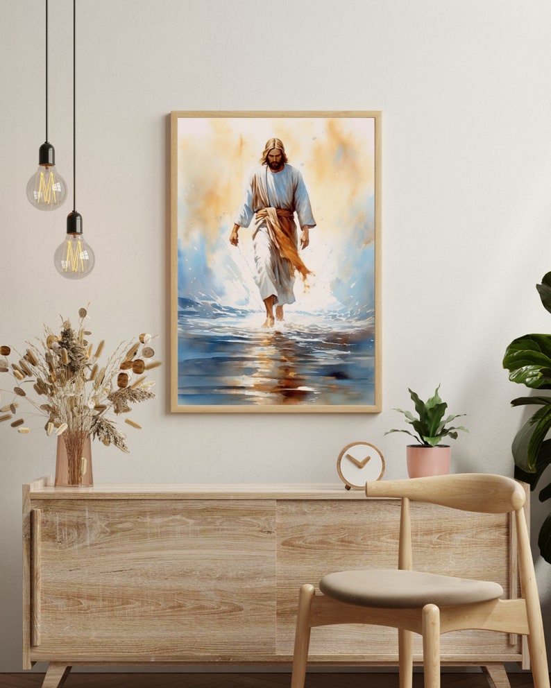Jesus Walking on Water Modern Christian Wall Art Paintings Etsy