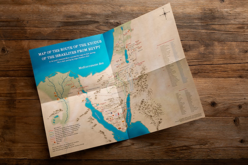 Map of the Route of the Exodus of the Israelites From Egypt, Bible Maps ...