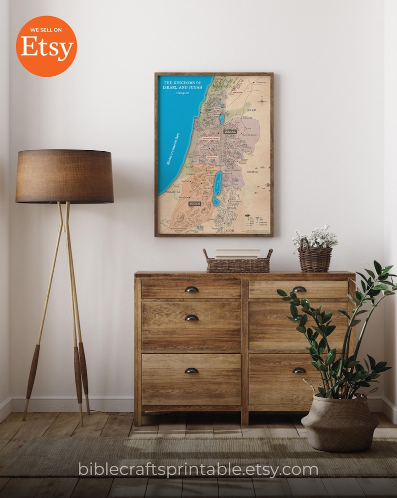 Kingdoms of Israel & Judah Map, Printable Bible Map, Divided Kingdom ...