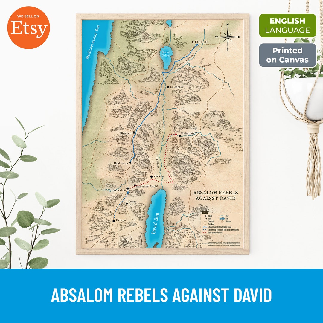 Absalom Rebels Against David, Bible Map printed on Canvas - Etsy