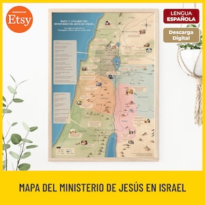 Mapa del Ministerio de Jesús en Israel, Mapas Bíblicos Imprimibles, Nuevo Testamento, Estudio Bíblico, Enseñanza Descarga Instantánea