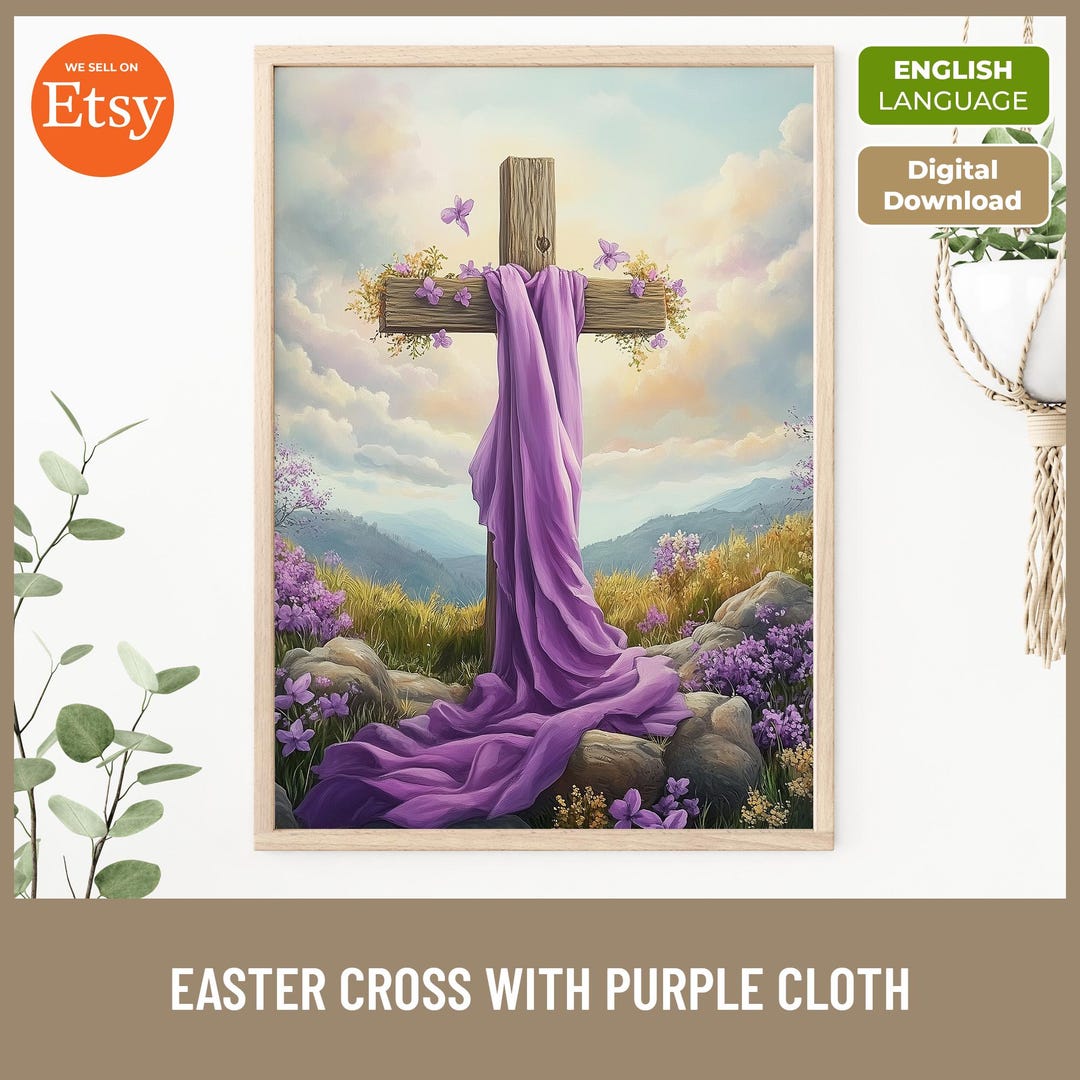 Easter Cross Digital Download, He is Risen Wall Art, Christian Decor ...