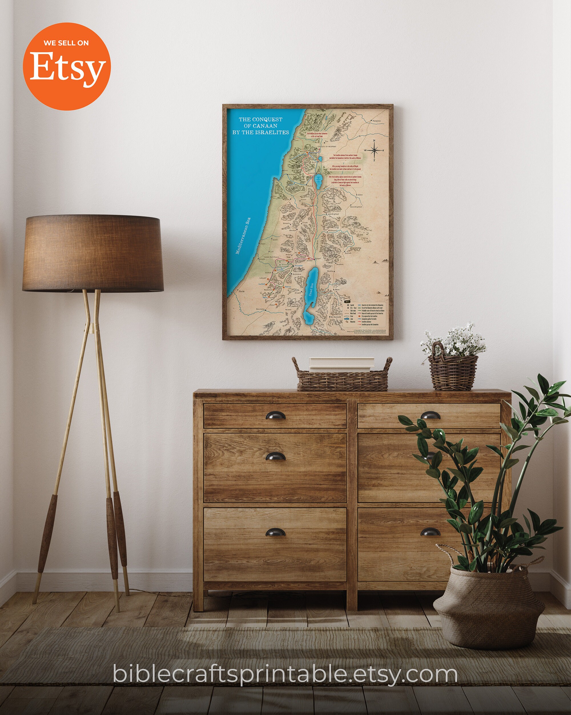 Conquest of Canaan Map, Printable Bible Map, Joshua’s Battles, Old Testament Study, Promised ...