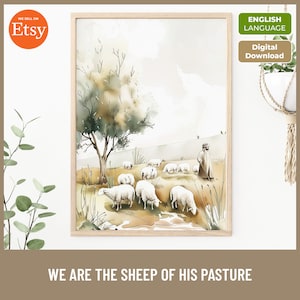 Sheep of His Pasture Watercolor Print: Christian Scripture Art (Digital Download)