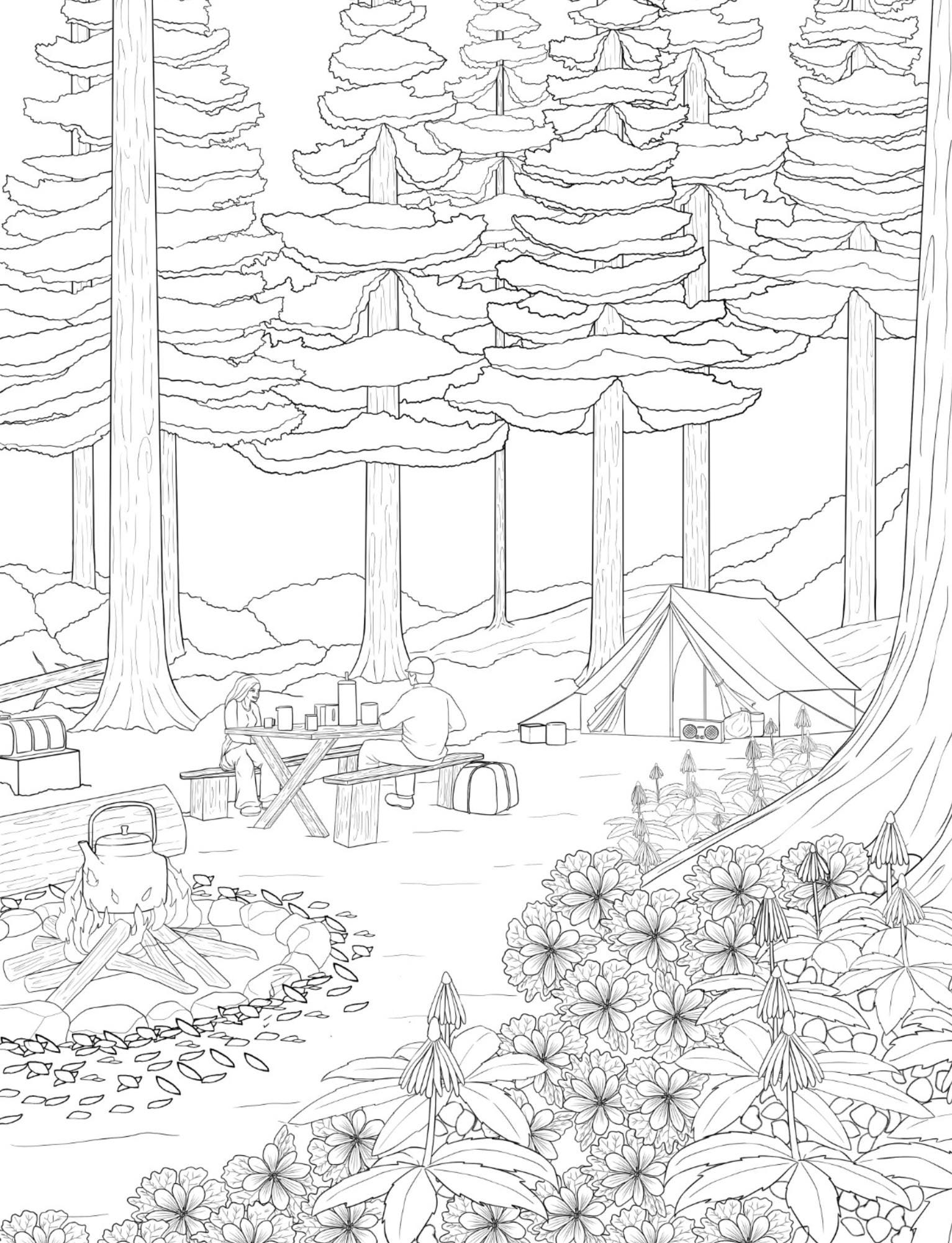 Adult Coloring Page, Instant Download, Printable (PDF, JPG, PNG), Floral Doodle Design, Nature Coloring Sheet, Relaxation and Mindfulness