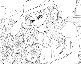 Adult Coloring Page, Instant Download, Printable (PDF, JPG, PNG), Floral Doodle Design, Nature Coloring Sheet, Relaxation and Mindfulness