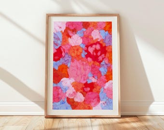 Kunstafdruk pioenrozen: bloemenprint muurdecoratie