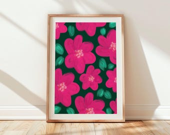 Pink Abstract Floral Print, Colourful Wall Art