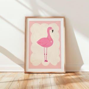 Funky Wall Art Flamingo Print, Modern Home Decor, Trendy Animal Poster, Living Room/ Bedroom/Kitchen Art Print, Pink Wall Print