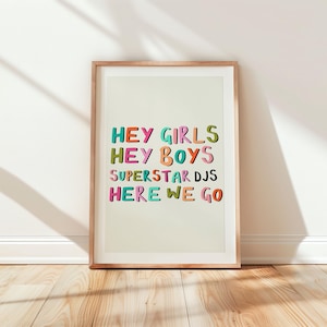 Dance Music Lyrics Print, Living Room/ Bedroom/Kitchen Wall Art, Happy Posters, Positive, Gift For Best Friend, Funky Home Decor, Song Art