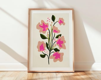 Hot Pink Abstract Floral Print: Maximalist Home Decor