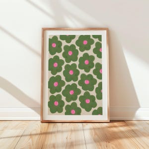 Green Pink Floral Artwork, Colourful Floral Wall Art, Flowers Artwork, Modern Home Decor, Bright Art Print