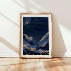 Navy Blue Night Sky Art Print, Celestial Wall Art, Sternennacht Poster, Astronomie Print für Schlafzimmer oder Geschenk für Sternengucker