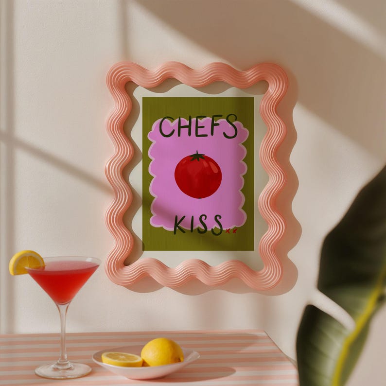 Chefs Kiss Kitchen Print, Kitchen Wall Decor, Dopamine Decor, Food