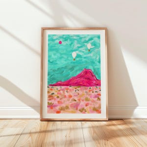 Abstract Desert Mountain Wall Art, Colourful Landscape Print, Boho Desert Decor, Modern Wall Art for Living Room or Bedroom, Vibrant Print