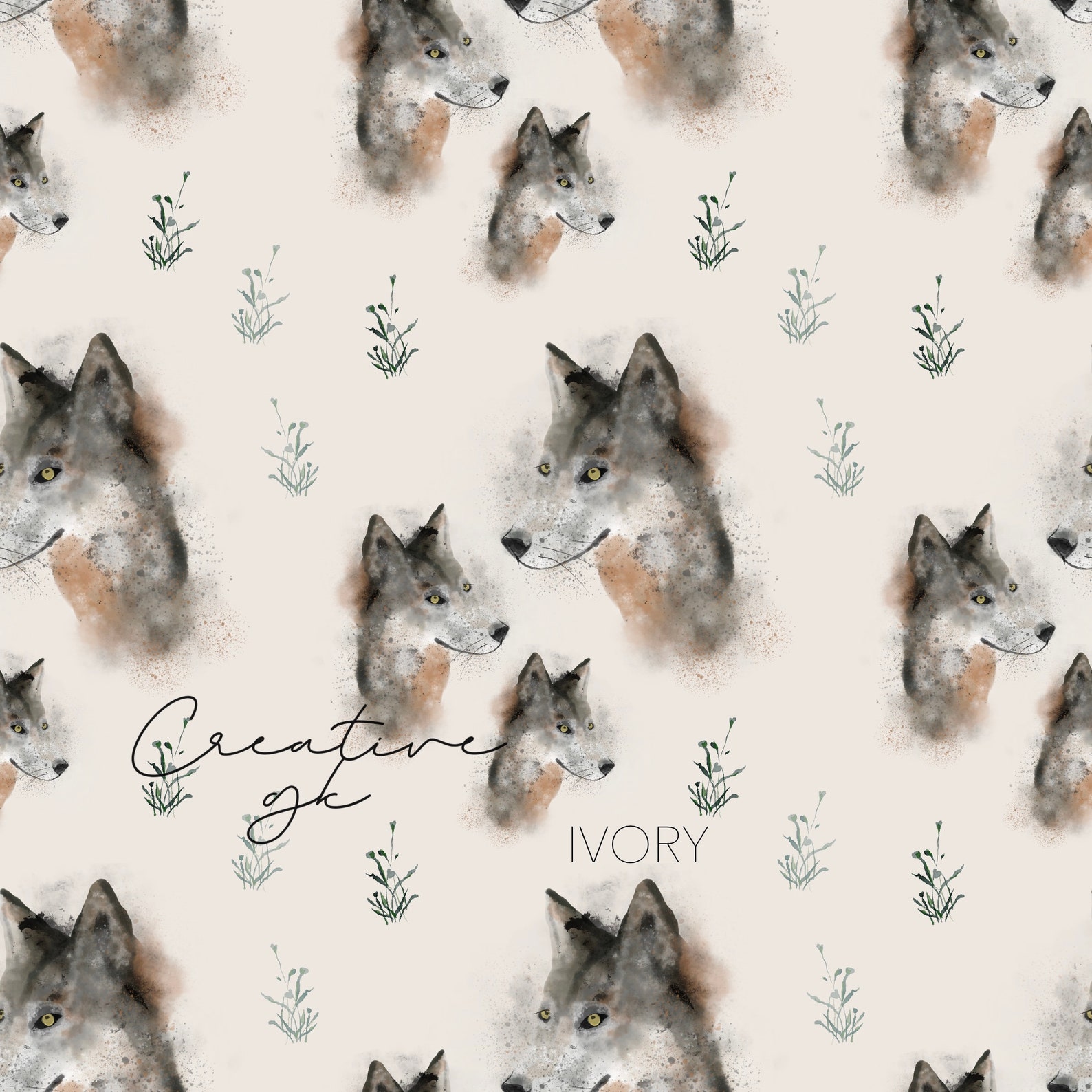 Wolf Fabric Design IVORY Repeat Pattern Seamless Pattern | Etsy