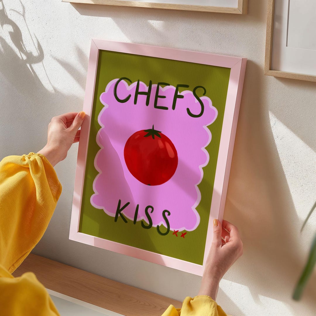 Chefs Kiss Kitchen Print, Kitchen Wall Decor, Dopamine Decor, Food