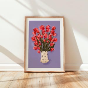 Flower Vase Art, Abstract Red Flowers Art, Floral Print, Maximalist Flower Print, Living Room Art, Vibrant Wall Print, Abstract Vase Print