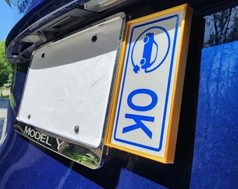 OK sticker framed holder, British Colombia HOV OK license plate bracket, 3d-printed ev framed bracket, Ok Sticker plate framed bracket