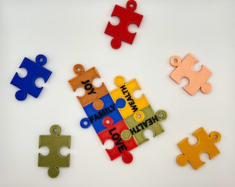 3D Printed Puzzle Piece Keychain: Personalized Word Charm, Eco-Friendly PLA