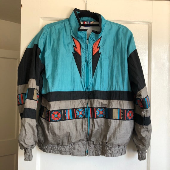 Vintage Teal Orange Lightning Jacket 