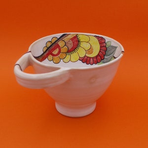Funnel for jam and bulk products in ceramic pattern large retro vintage flowers 1970s