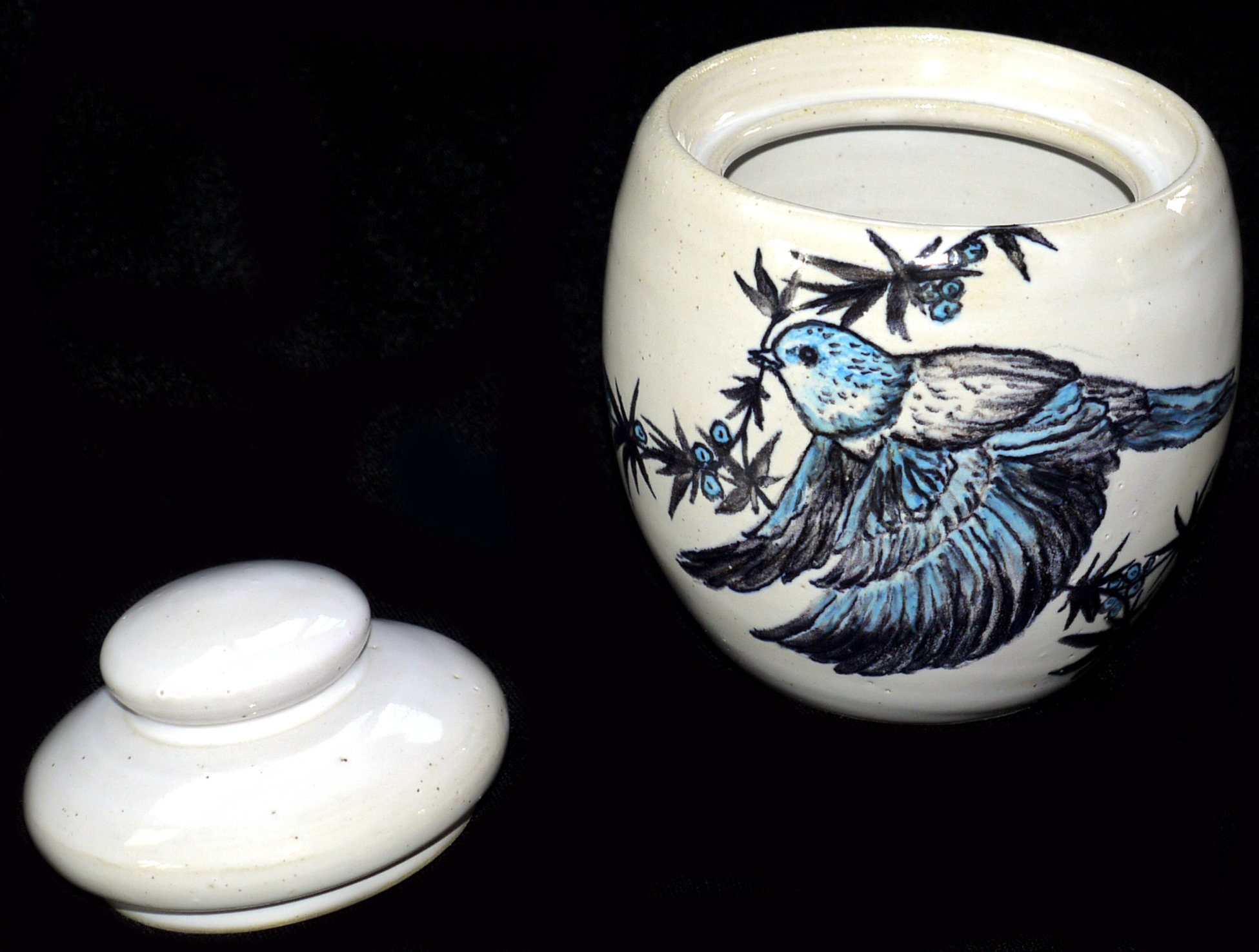 Boîte en Céramique Oiseau Bleu