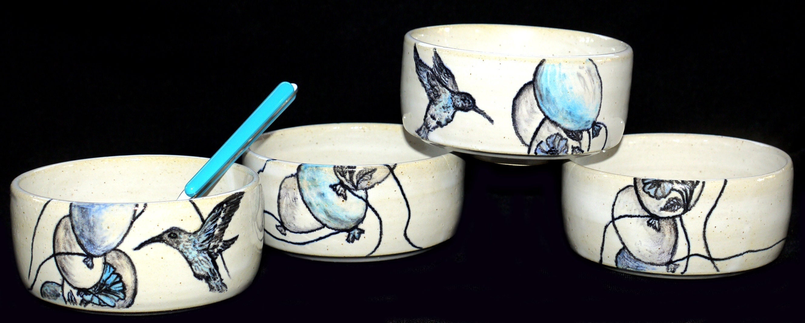 Quatre Bols Empilables en Céramique Ballons Colibri