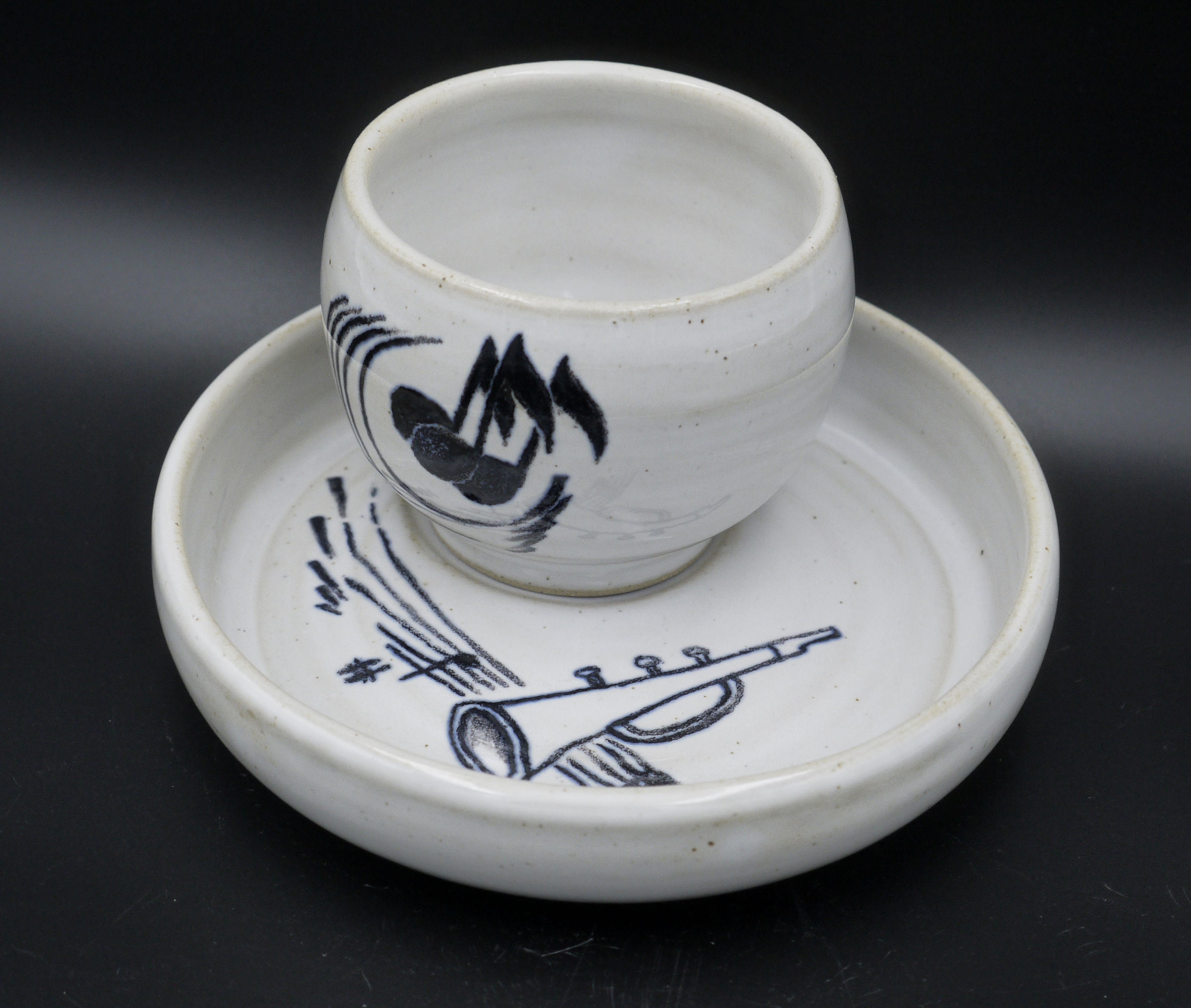 Tasse Boule et Coupelle en Céramique Musique Trompette