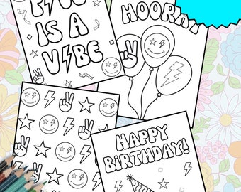 5th Birthday coloring sheets - Five is a Vibe 5th Birthday  - Fifth Birthday retro Toddler & Youth Download and Print Coloring Pages