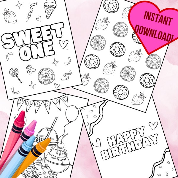 1st Birthday - Sweet One First Birthday Party Theme Coloring Sheets
