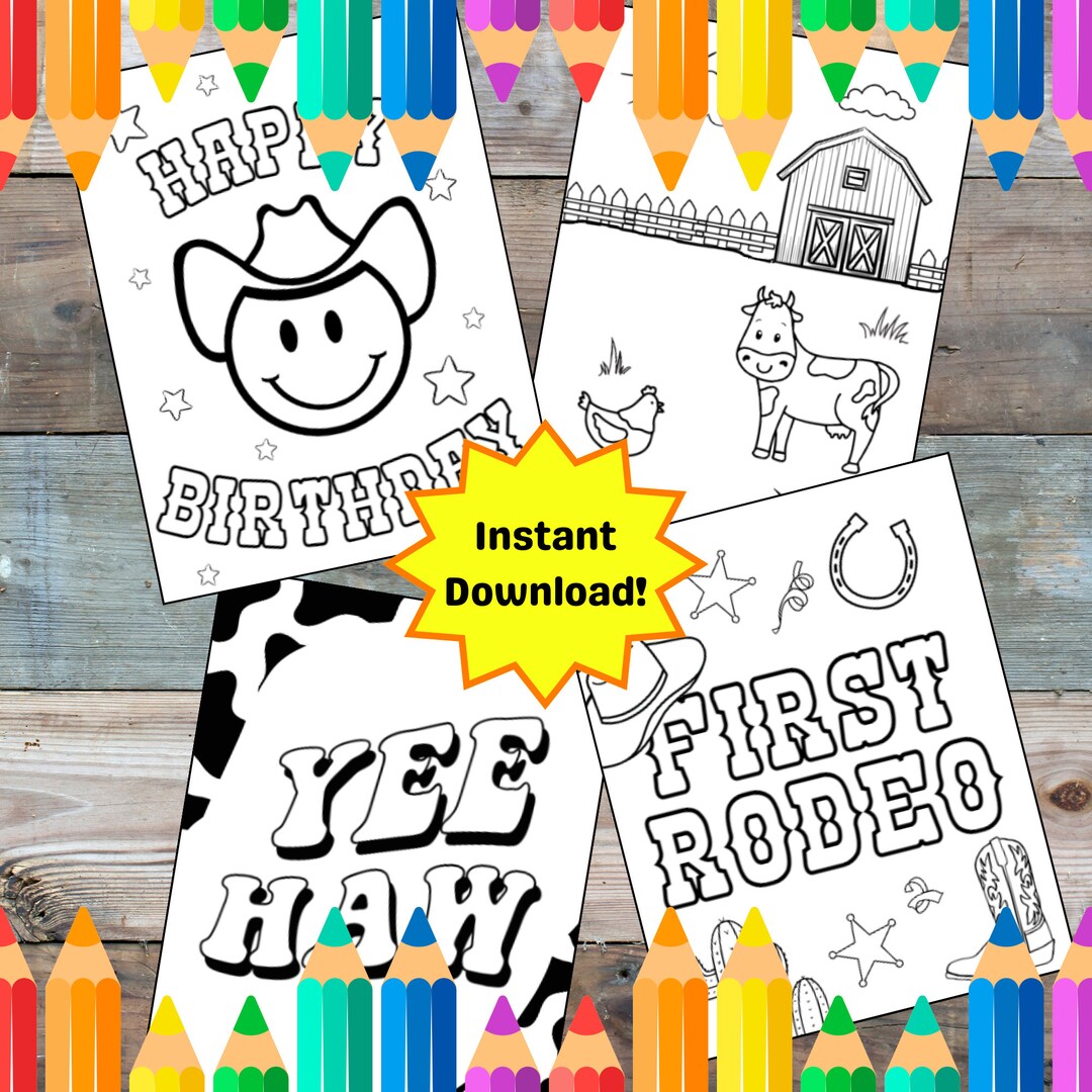 My First Rodeo Coloring Pages for Kids Birthday Party Cowboy - Etsy