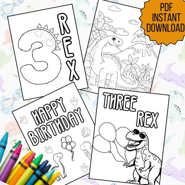 3rd Birthday - three rex 3rd birthday party theme coloring pages