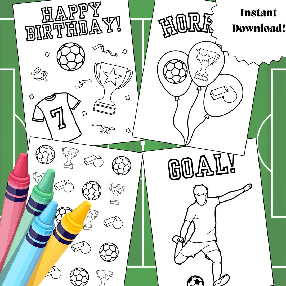 Soccer - Football - Birthday Coloring Pages - Etsy