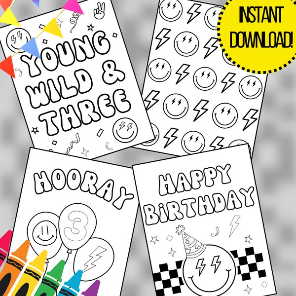 3rd Birthday - Young Wild and Three Coloring Sheets