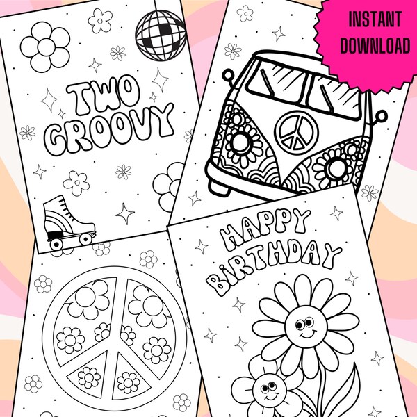 2nd Birthday - Two Groovy Birthday Coloring Pages