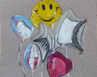 Assortment of Balloons- Color Pencil Artwork, ORIGINAL