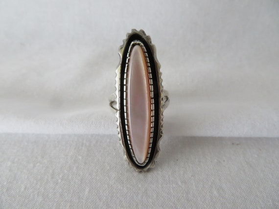 Pink Mother of Pearl Sterling Silver Ring - image 1