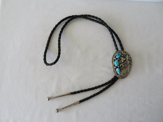 Sterling Silver and Turquoise Navajo Applique Bol… - image 3