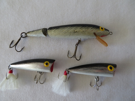 Three 3 Vintage Rebel Minnow Lures and the Amazing Rebel Minnow