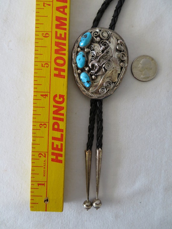 Sterling Silver and Turquoise Navajo Applique Bol… - image 10